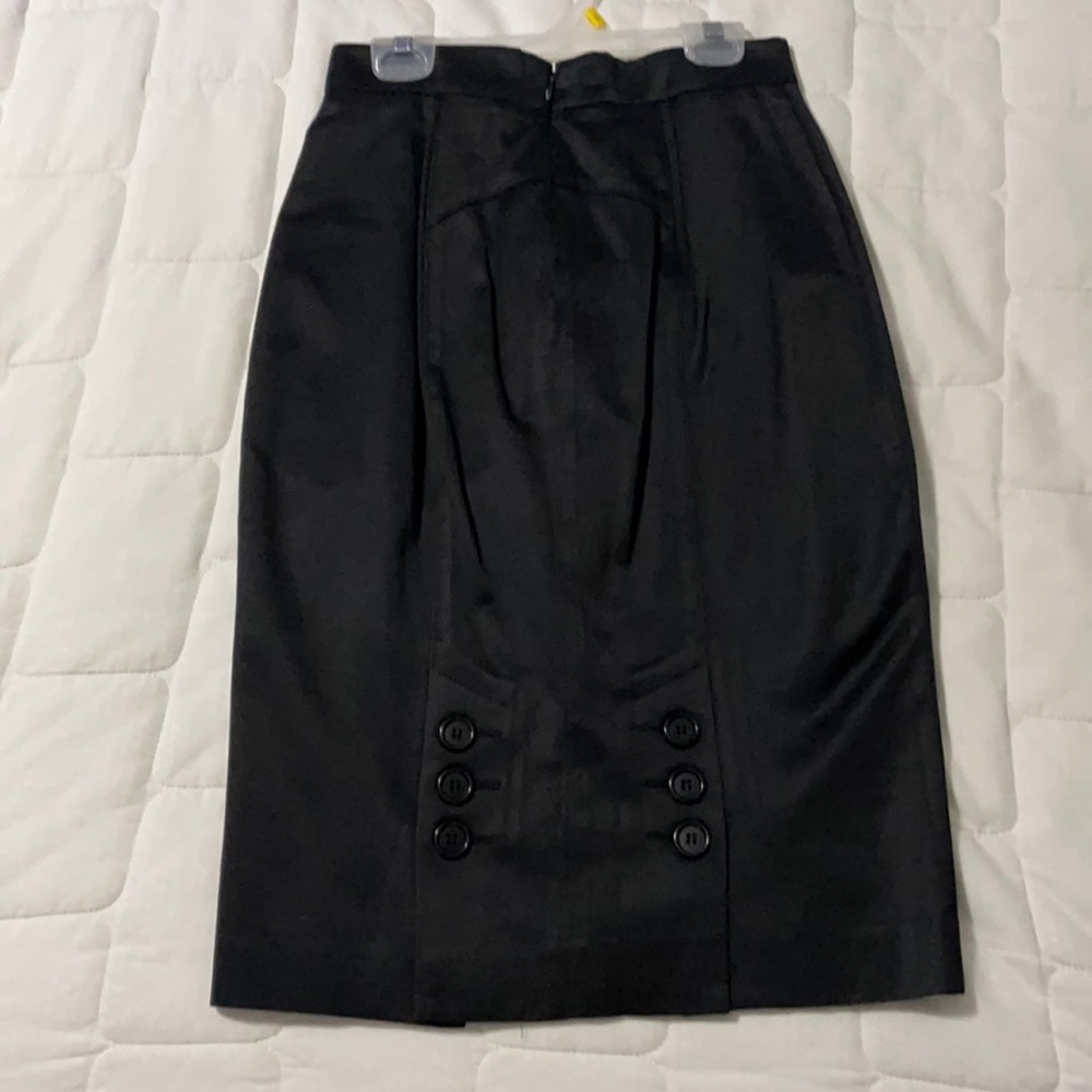 Bebe black silk pencil skirt